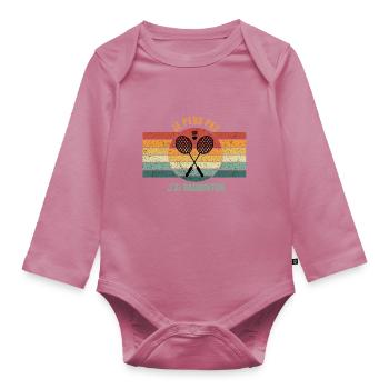 Je peux pas j'ai badminton - Body Bébé bio manches longues - mauve - Devant
