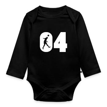 Football player number 04 jersey - Organic Longsleeve Baby Bodysuit - black - Front