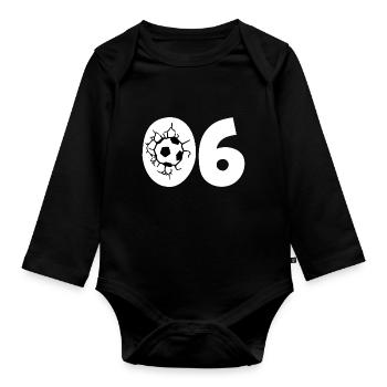 Fussball Trikot Nummer 06 - Baby Bio-Langarm-Body - Schwarz - Vorne