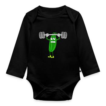 Veganer Veganerin Bodybuilding Zucchini - Baby Bio-Langarm-Body - Schwarz - Vorne