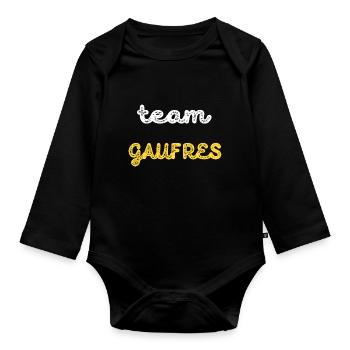 Team Gaufres - Body Bébé bio manches longues - noir - Devant