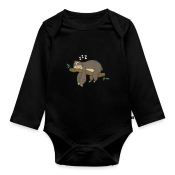Faultier Schlafen Relax - Baby Bio-Langarm-Body - Schwarz - Vorne