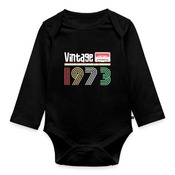 vintage année 1973 - Body Bébé bio manches longues - noir - Devant