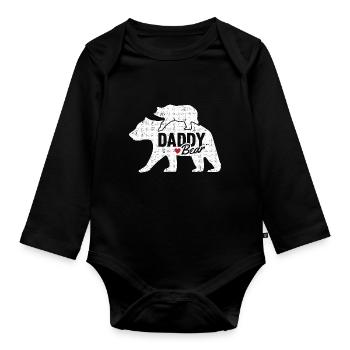 Homme Papa Ours Vintage Papa Fête des Pères Rétro - Body Bébé bio manches longues - noir - Devant