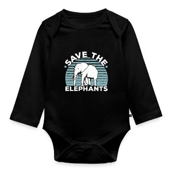 Save the Elephants Wildlife Safari Zookeeper - Organic Longsleeve Baby Bodysuit - black - Front