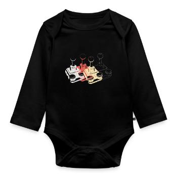 Joystick Player Game Controller retro Gaming 1 - Organic Longsleeve Baby Bodysuit - black - Front