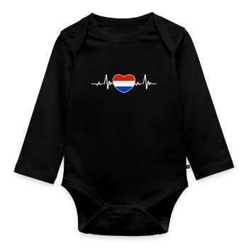 Pays-Bas Coeur Drapeau Néerlandais Vintage - Body Bébé bio manches longues - noir - Devant
