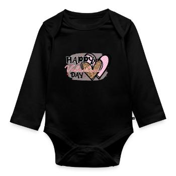 Happy Valentina Day! - Organic Longsleeve Baby Bodysuit - black - Front