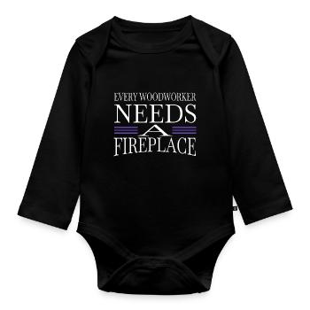emploi amateurs un charpentiers prière tshirts logging - Body Bébé bio manches longues - noir - Devant