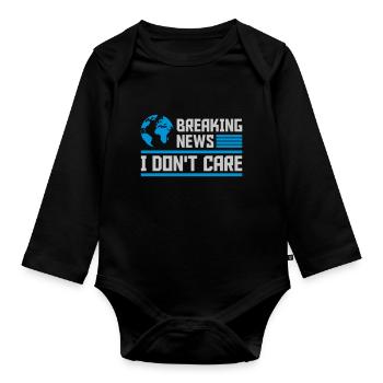 Breaking news don't care - Baby Bio-Langarm-Body - Schwarz - Vorne
