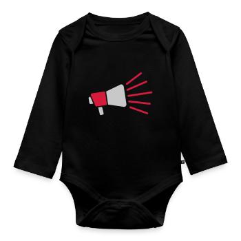 Symbol Megaphone loud speech - Organic Longsleeve Baby Bodysuit - black - Front
