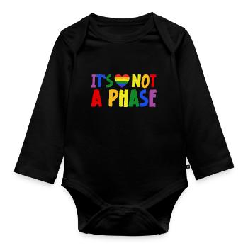 LGBTQIA+ Rainbow Flag Gay Pride It's Not A Phase - Baby Bio-Langarm-Body - Schwarz - Vorne