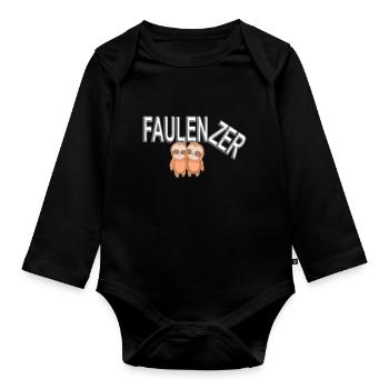 Faulenzer - Faultier - Baby Bio-Langarm-Body - Schwarz - Vorne