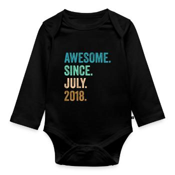 Awesome Since July 2018 4. Geburtstag - Baby Bio-Langarm-Body - Schwarz - Vorne