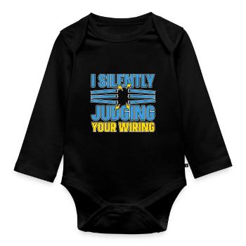 Electrician Electrical Engineer Electronics Technician - Organic Longsleeve Baby Bodysuit - black - Front