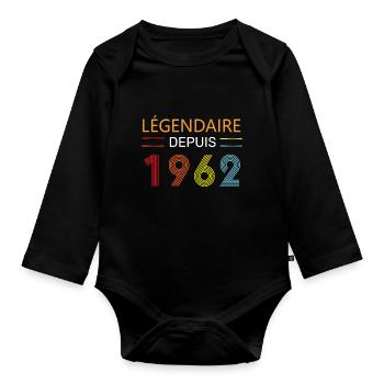 Légendaire Depuis 1962 62 Anniversaire 62 Ans - Body Bébé bio manches longues - noir - Devant