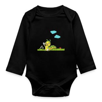 Petite chenille - Body Bébé bio manches longues - noir - Devant