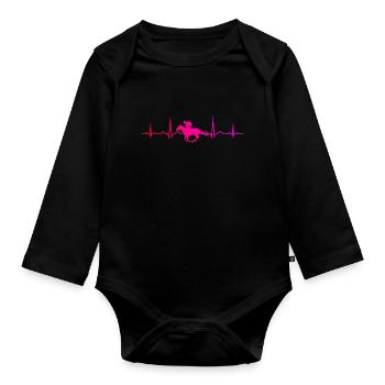 Equitation cavalier dressage dames sport équestre - Body Bébé bio manches longues - noir - Devant