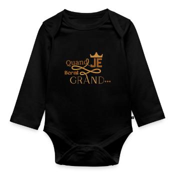Quand je serai grand - Body Bébé bio manches longues - noir - Devant