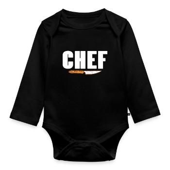 Awesome CHEF Cooking Designs T-Shirt Present Gift - Baby Bio-Langarm-Body - Schwarz - Vorne