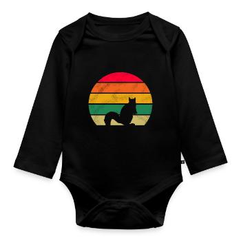 Wald Tierliebhaber Geschenk Retro Eichhörnchen - Baby Bio-Langarm-Body - Schwarz - Vorne