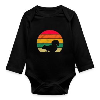 Waldbewohner Natur Tier Retro Eichhörnchen - Baby Bio-Langarm-Body - Schwarz - Vorne