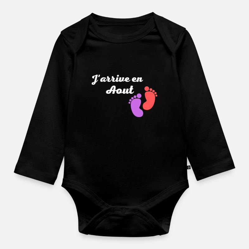 J arrive en aout - Body Bébé bio manches longues - noir