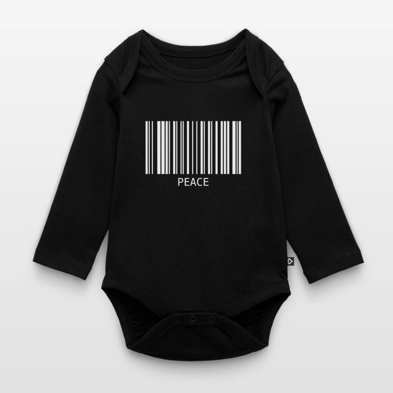 Code-barres de la paix Friedenszeichen Strichcode Symbole Body Bébé bio manches longues