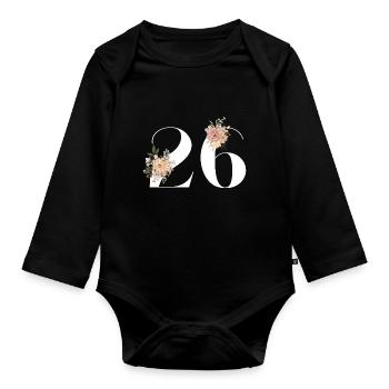 26th Anniversary Flowers (Gift of 26 years) - Organic Longsleeve Baby Bodysuit - black - Front