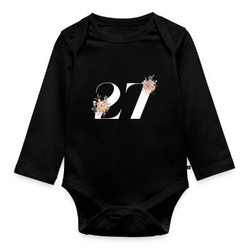 27th Anniversary Flowers (Gift of 27 years) - Organic Longsleeve Baby Bodysuit - black - Front