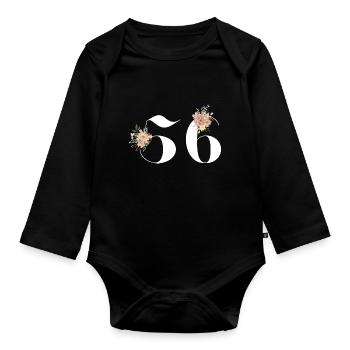 56th anniversary flowers (Gift of 56 years) - Organic Longsleeve Baby Bodysuit - black - Front