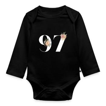 97th Anniversary Flowers (Gift of 97 years) - Organic Longsleeve Baby Bodysuit - black - Front