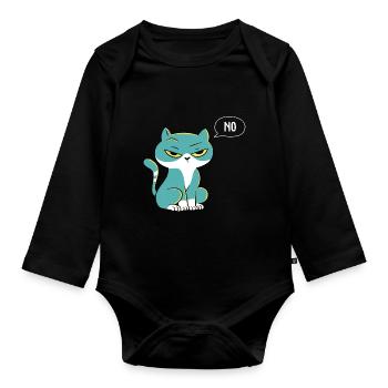 Cat Graphic Cat Owner Cat Trainer Cat Lover Animal - Baby Bio-Langarm-Body - Schwarz - Vorne