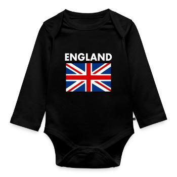 England - Organic Longsleeve Baby Bodysuit - black - Front