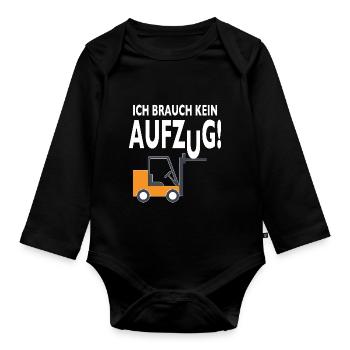 Staplerfahrer Lagerist Gabelstaplerfahrer Stapler - Baby Bio-Langarm-Body - Schwarz - Vorne