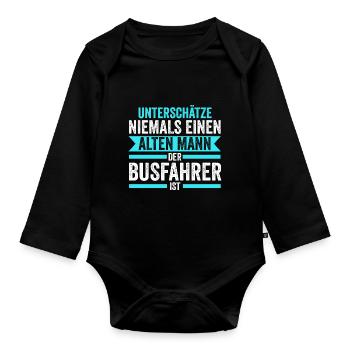 Busfahrer Job Reisebus Geschenk - Baby Bio-Langarm-Body - Schwarz - Vorne