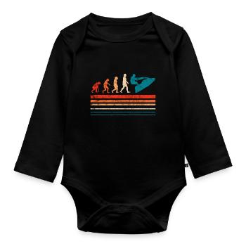 evolution jetski Design for a jet ski lover - Baby Bio-Langarm-Body - Schwarz - Vorne