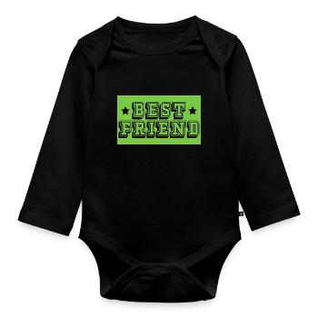 Best friend gruen tshirt - Baby Bio-Langarm-Body - Schwarz - Vorne