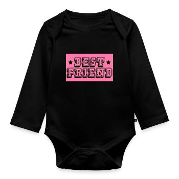 Best friend pink tshirt - Organic Longsleeve Baby Bodysuit - black - Front