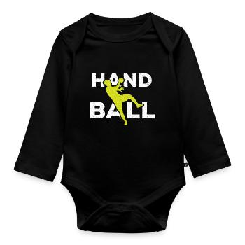 Handball HandballEur Ball Sport - Body Bébé bio manches longues - noir - Devant