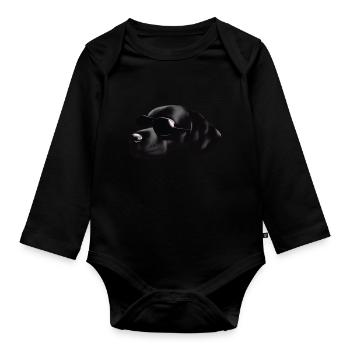 Chien avec lunettes de soleil Amoureux des chiens Propriétaire de chien - Body Bébé bio manches longues - noir - Devant