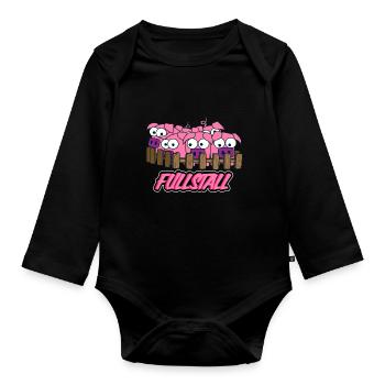 Full Stall Pig Paragliding - Organic Longsleeve Baby Bodysuit - black - Front
