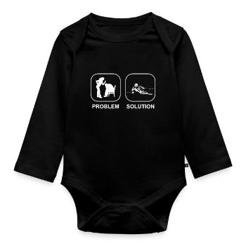 Skiers Christmas Skiing Ski Winter Spur - Organic Longsleeve Baby Bodysuit - black - Front