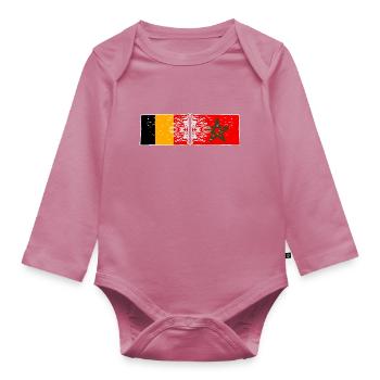 Maroc Belgique Drapeau Marocain ey Belge - Body Bébé bio manches longues - mauve - Devant