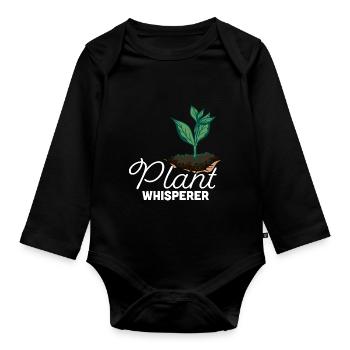 Vintage Gärtner Zitat Pflanze Flüsterer lustiger G - Baby Bio-Langarm-Body - Schwarz - Vorne
