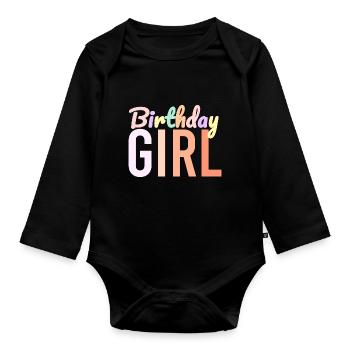 Fille d’anniversaire - Body Bébé bio manches longues - noir - Devant
