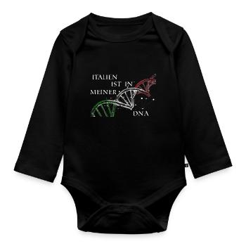 Italien, es ist in meiner DNA Geburtstag - Baby Bio-Langarm-Body - Schwarz - Vorne