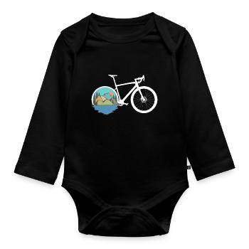 Gravel Bike Natur Rennrad Fahrrad lustige Geschenk - Baby Bio-Langarm-Body - Schwarz - Vorne
