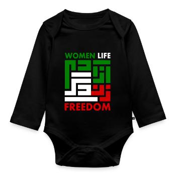 women life freedom Zan zendegi azadi - Baby Bio-Langarm-Body - Schwarz - Vorne