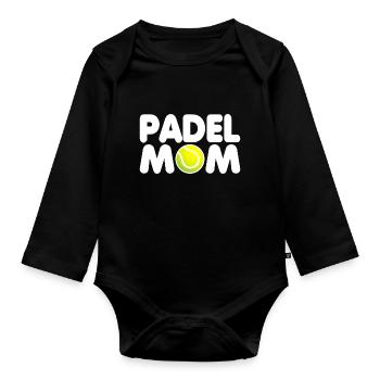 Padel Gift for moms who play padel - Organic Longsleeve Baby Bodysuit - black - Front
